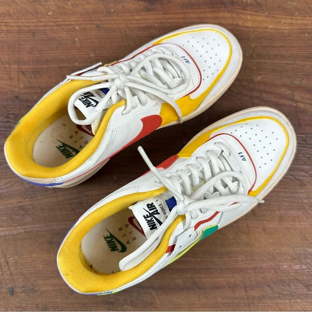 Nike Air Force 1 Shadow Summit Multi Color AF1 8.5 White, Yellow, and Green